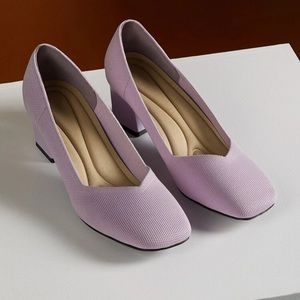 SHEIN lilac pumps chunky high heels square toe